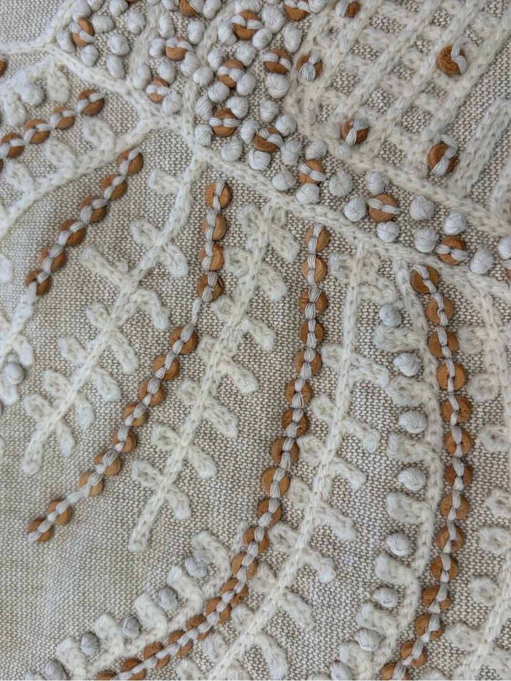 Pottery Barn Coastal Nautical Embroidered Seashell Decor Pillow Cover 18x18 Tan